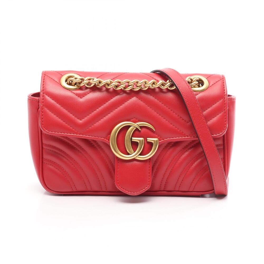 Gucci GG Marmont Leather Shoulder Bag Red